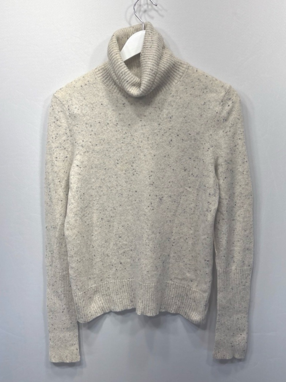 Aqua Cashmere Turtleneck Sweater Speckled Cream Women’s Large Preppy